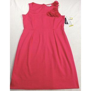Julian Taylor Sleeveless Dress Scalloped Design Front Mexican Pink Size 14 Zip